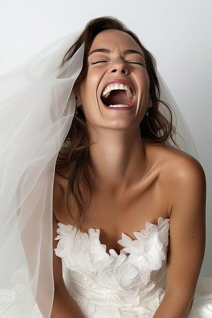 Bride smiling in wedding dress, lindenhurst ny
